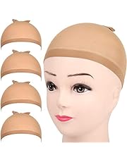 FANDAMEI 4 pieces Light Brown Stocking Wig Caps Stretchy Nylon Wig Caps for Women