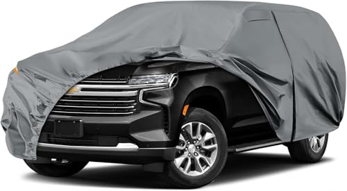 Car Cover Custom Fit for 2000-2026 GMC Yukon Accessories, Waterproof All Weather Full Exterior Cover with Door Zipper & Windproof Straps for Rain Dust Hail UV Protection