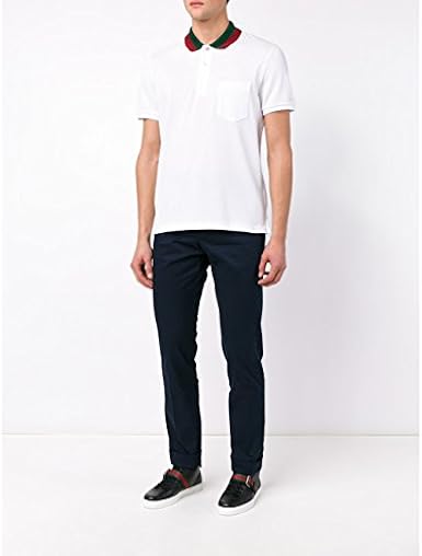 white gucci polo with red and green collar