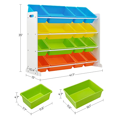 SONGMICS Kid's Large Toy Storage Unit with 16 Removable Bins, for