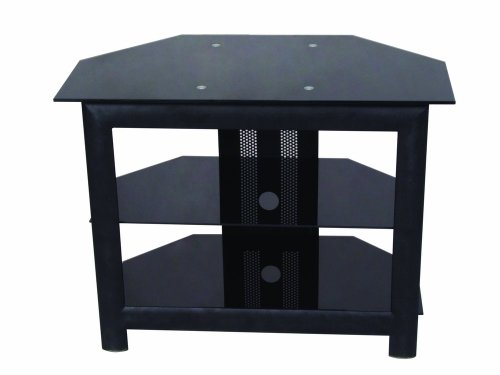 Home Source Industries TV418 Modern TV Stand with Shelving for Components, Black
