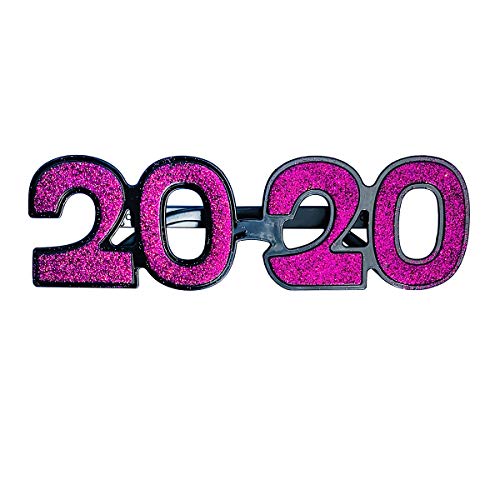 JulysGift 2020 New Year's Glittered Plastic Party Glasses Graduation Celebration Eyeglasses, 6 Count (Glittered-01)