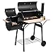 Lovinland Charcoal Grill BBQ Grill with 2 Cooking Area and Wheels for Camping Backyard Party