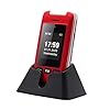 Artfone-C10-Flip-Big-Button-Mobile-PhoneSenior-phone-with-charging-cradle-and-Large-Screen-for-Elderly-Unlocked-Mobile-PhoneRed artfone C10 Red,with Charging Dock,2G Dual SIM Dual LCD Unlocked Flip Phone for Seniors with Large Colour Display, Big…