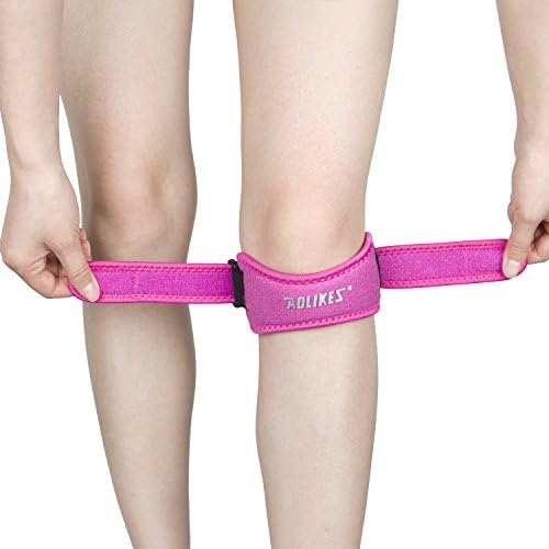 Ynport Knee Brace For Arthritis ACL Meniscus Outdoor Sports Lycra Spring Non-Bulky Best Open Patella Knee Protector Wrap Relieves Pain Symptoms (Rose Red Short)