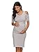 Kalayo Womens Cold Shoulder Bodycon Maternity Dress Half Sleeve Fitted Ruched Sides Casual Pregnancy Clothes, Grey White Stripe, Small