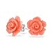 Romantic Delicate Pink Blue Yellow Green Black Purple White Red Floral Blooming 3D Carved 10MM Rose Flower Post Stud Earrings For Women Teen Lightweight