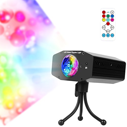 Wishwill Portable Water Wave RGB LED Stage Lighting Ocean Wave Projector Light 7 Color with Remote Control for KTV Party Wedding Club Bar Decoration