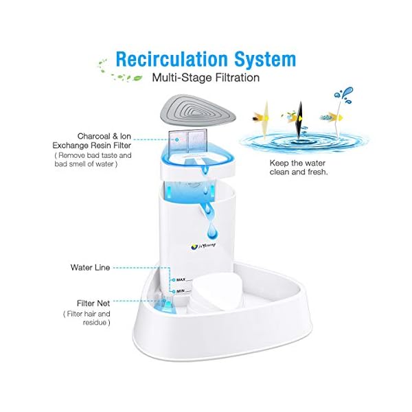 isYoung Cat Fountain, LED Pet Water Fountain Ultra Quiet Automatic Pet