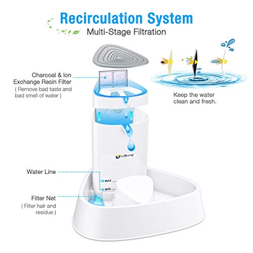 isYoung Cat Fountain LED Pet Water Fountain Ultra Quiet Automatic Pet