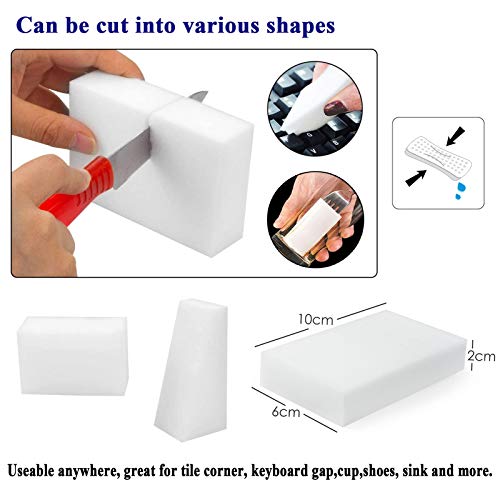 Melamine Sponge Foam, YeahWhee 100 Pack Magic Cleaning Sponges Eraser Sheet, Kitchen Dish Sponges Scrubber, Household Supplies Sponge for Bathroom, Furniture, Sink, Floor Wall Cleaner