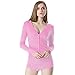 Moxeay Women V-Neck Long Sleeve Shorts Knitted Bodysuit Jumpsuit Romper Overall (S, Pink)