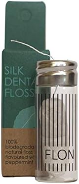 FLON Natural Silk Dental Floss Peace Silk Mint 30m in Glass Dispenser view 9