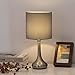 HAITRAL Modern Table Lamps Set of 2 - Simple Bedside Desk Lamps with Fabric Shade, Elegant Nightstand Lamps for Bedroom, Office College Dorm, Ideal Gift - Grey (HT-TH111-15X2)