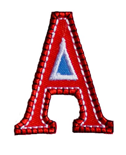 A 5cm hoch rot blau Stoff Aufbügler Buchstabe Bügelbild Aufnäher zum Aufbügeln auf Nähen Stoff Applikationen Annähen