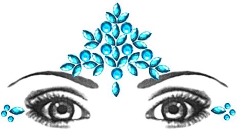 Eye Corners &amp; Face Jewels Blue Bindi Rhinestone Forehead Decorations Jewels