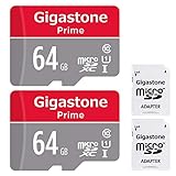 Gigastone 64GB 2-Pack Micro SD Card with Adapter, U1 C10 Class 10, Full HD available, Micro SDXC UHS-I Memory Card