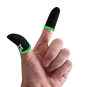 Lowfe Finger Sleeves for Gaming, Thumb Sleeves Mobile Gaming for Pubg & Free Fire Call of Duty Mobile Phone Game Gaming Gloves -(1 Pair) (Green)