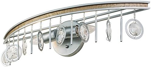 Varaluz 296B02SICM Charmed 2-Light Bath Fixture - Silver with Champagne Mist - Clear Crystal Beads