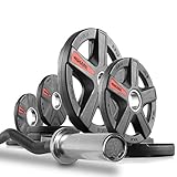 XMark XM-3675 Olympic EZ Curl Bar with Brass Bushings and Optional Texas Star Olympic Plate Weight Sets