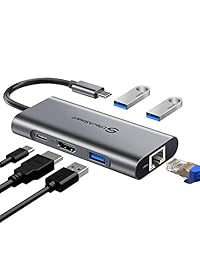 UtechSmart   Adaptador USB C a HDMI 6 en 1 con 3,280.8 ft de Ethernet, puerto de carga PD tipo C, 3 puertos USB 3.0, compatible con MacBook Pro, ChromeBook, XPS, y dispositivos USB C