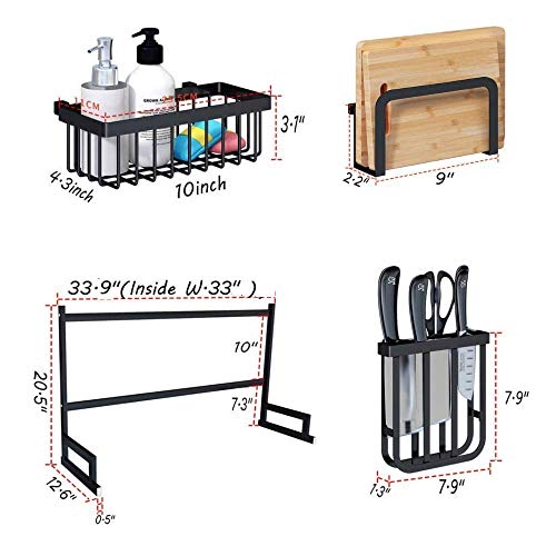 Over The Sink(33") Dish Drying Rack black Topkitch (New Upgrade) With Utensils Holder, stainless steel (Sink size≤33in) counter space.