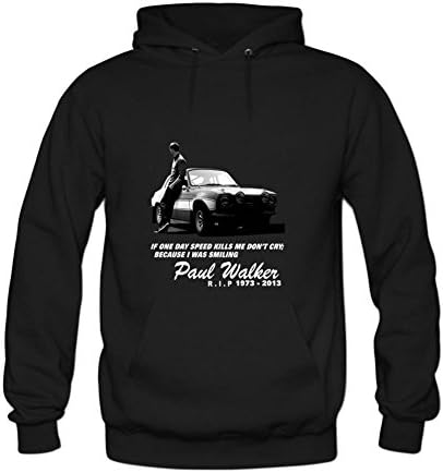 Crazy Bobo Fast Furious Family Paul Walker R.I Hoodie for Men XL Black