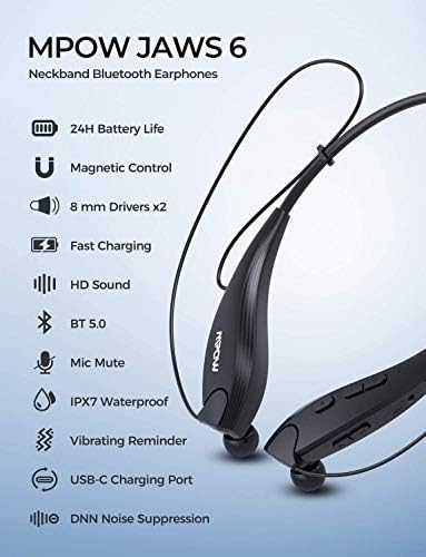 Bluetooth neckband headphones with audio and call control buttons, priced at $49.99 reduced to $35.99.