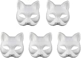 SUPVOX Hand-Painted Fox Masks 5pc White DIY Unpainted Masquerade Craft Party view 6