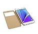 PASONOMI Galaxy Note 5 Case, [Smart Window View] Samsung Galaxy Note 5 Folio Wallet Case - Slim Flip Leather Case for Samsung Galaxy Note 5 (View Series Golden)