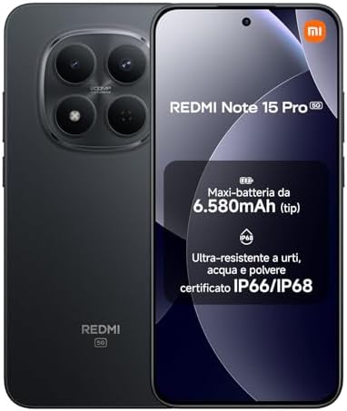 REDMI Note 15 Pro 5G, Smartphone 8+256GB, Nero, 6580 mAh