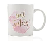 Soul Sisters Coffee Mug Gift Idea for Best Friend Bestie Girlfriend Sibling Sister from another Mister Seester BFF Amigas Forever, 11oz Ceramic Tea Cup Present by Digibuddha DM0151
