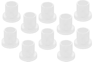 Qimoo 10pcs Flanged Sleeve Bearings M8 Bore 10mm OD 10mm Length POM Wrapped Oilless Bushings Nylon Bushings for Shaft, White