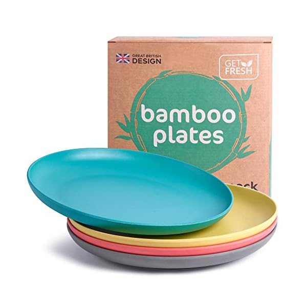 GET-FRESH-Bamboo-Kids-Plates-Set--4-Pack-Reusable-Bamboo-Dinner-Plates-for-Kids-and-Toddlers--BPA-Free-Bamboo-Fiber-Childrens-Dinnerware-Set--Kids-Bamboo-Tableware-Plates-for-Everyday-Use GET FRESH Bamboo Kids Plates Set – 4-Pack Reusable Bamboo Dinner Plates for Kids and Toddlers – BPA-Free Bamboo Fiber Childrens Dinnerware Set – Kids Bamboo Tableware Plates for Everyday Use