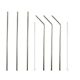 LJY 18/8 Stainless Steel Drinking Straws Set, 3 Straight and 3 Bend Reusable Straws with 2 Cleaning Brushes for 30 OZ Yeti Tumbler Rambler Cups
