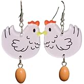 Fun Cartoon Chicken & Egg Acrylic Dangle Earrings kawai weird cute earrings