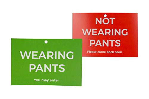 Funny Office Gag Gift for Coworkers - Novelty Signs - Not Wearing Pants Office Door Sign - Thumbnail 4