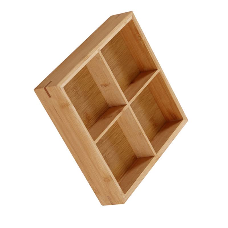 Wooden Serving Tray Multi Compartments Eco-Friendly Divided Wooden Tray for Sushi Platter (4 Compartments)