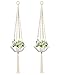 Mkono 2Pcs Mini Macrame Hanging Planter for Succulent Cactus Small Plants 30 Inch