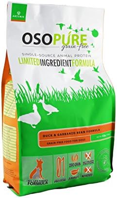 ARTEMISGrain Free Dry Dog Food - OSOPURE Limited Ingredient Diet Duck Garbanzo Bean Formula Protein Health Nutrition All Life Stages 22lb, Bag