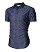 KUULEE Men's Button Down Jean Shirts Denim Work Shirt Slim Fit Dress Shirts Spring Shirt for Men