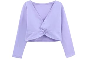 ASHER FASHION Kids Girls Long Sleeve Cardigan Shrug Front Knot Wrap Top Dance Dress Cover Up