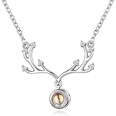 MALOYANVE Deer Necklace for Women Rose Gold & Silver Gracefully Reindeer Antler Pendant Romantic Jewelry Ideal Christmas Valentine's Day Gifts for Her