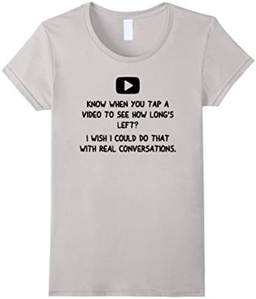Womens Tap A Video In Real Life Hipster Anti Social People T Shirt Large Silver