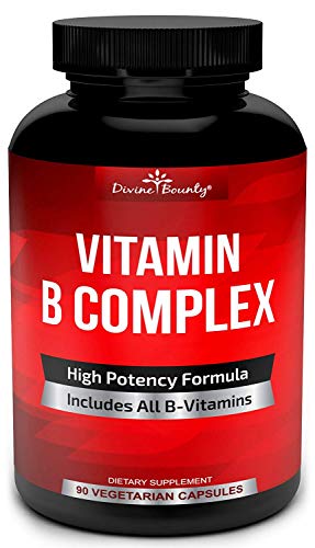 Super B Complex Vitamins - All B Vitamins Including B12, B1, B2, B3, B5, B6, B7, B9, Folic Acid - Vitamin B Complex Supplement for Stress, Energy and Healthy Immune System - 90 Vegetarian Capsules