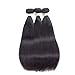 Allrun Hair Brazilian Straight Human Hair 3 Bundles (16 18 20inch) Unprocessed Virgin Human Weave Hair Natural Black for Women 95-105g/1 Bundles