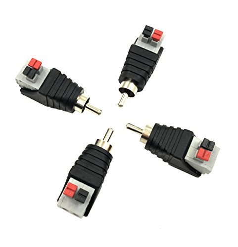 Poyiccot Speaker Phono RCA Male to AV 2 Screw Terminal Female Video Audio Spring Press Type Balun for CCTV(4-Pack) (RCA Male)