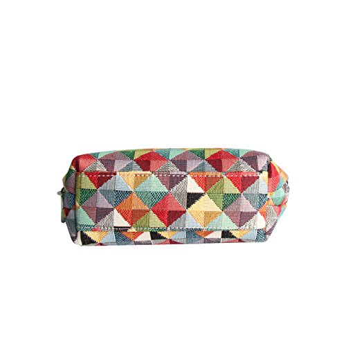 Signare Womens Fashion Canvas Tapestry Cosmetic Make-up Bag in Multicoloured Triangle Design
