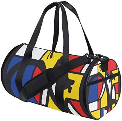 Sports Gym Bag with Mondrian Bicycle Print, Travel Weekender Duffle Bag for Men Women