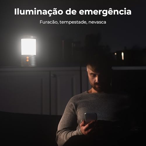 Tobeape Lampião LED Recarregável 5000mAh, Lanterna Camping e Acampamento com 3 Cores de Luz, IP65 à Prova d’Água, Luz de Emergência Portátil para Falta de Energia, Barraca, Pesca e Trilha, Kit com 2